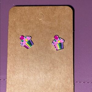 Pink and Purple Gift Box Earrings Jewelry